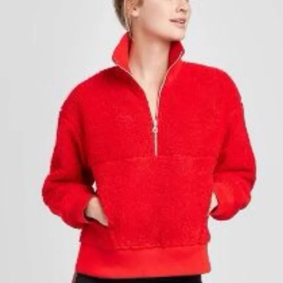 Cozy JoyLab Red 3/4 Sherpa Pullover Top (Sz S) - Picture 4 of 8